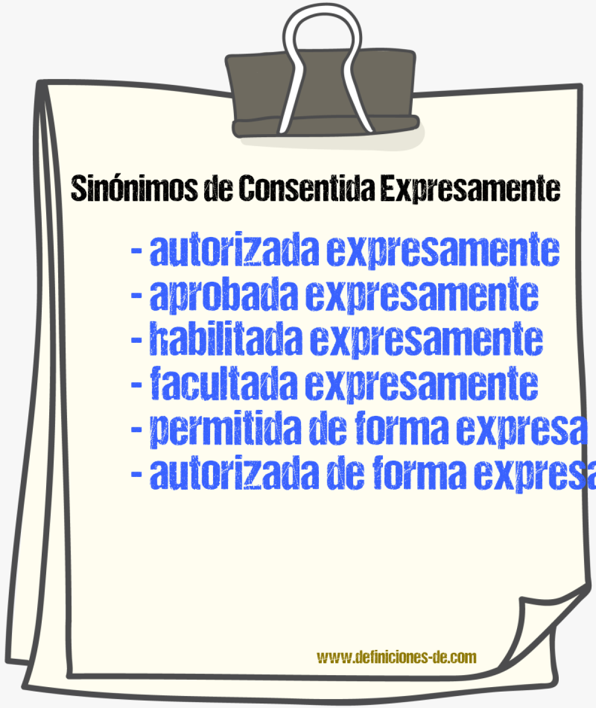 Sinónimos de consentida expresamente