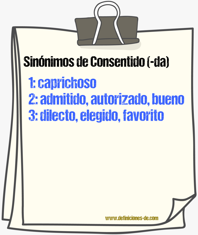 Sinnimos de consentido