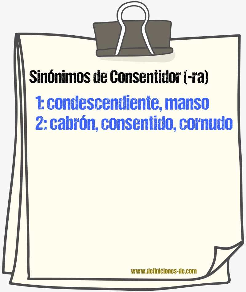 Sinnimos de consentidor