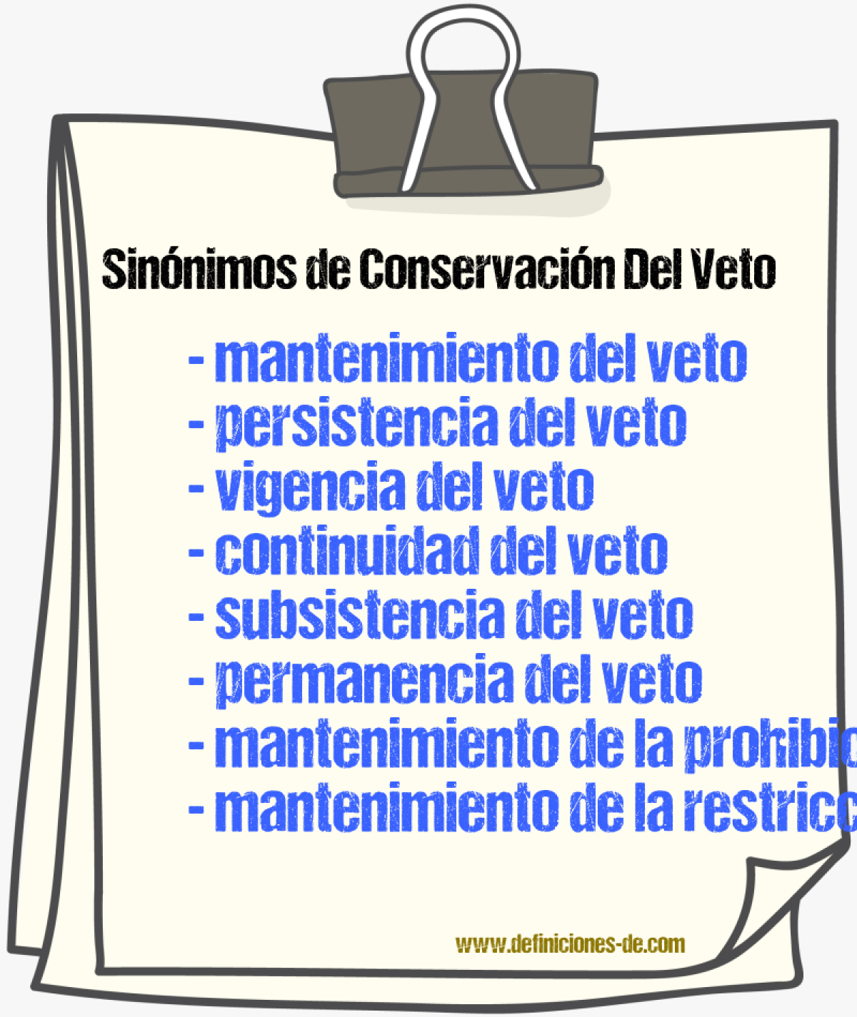 Sinónimos de conservación del veto