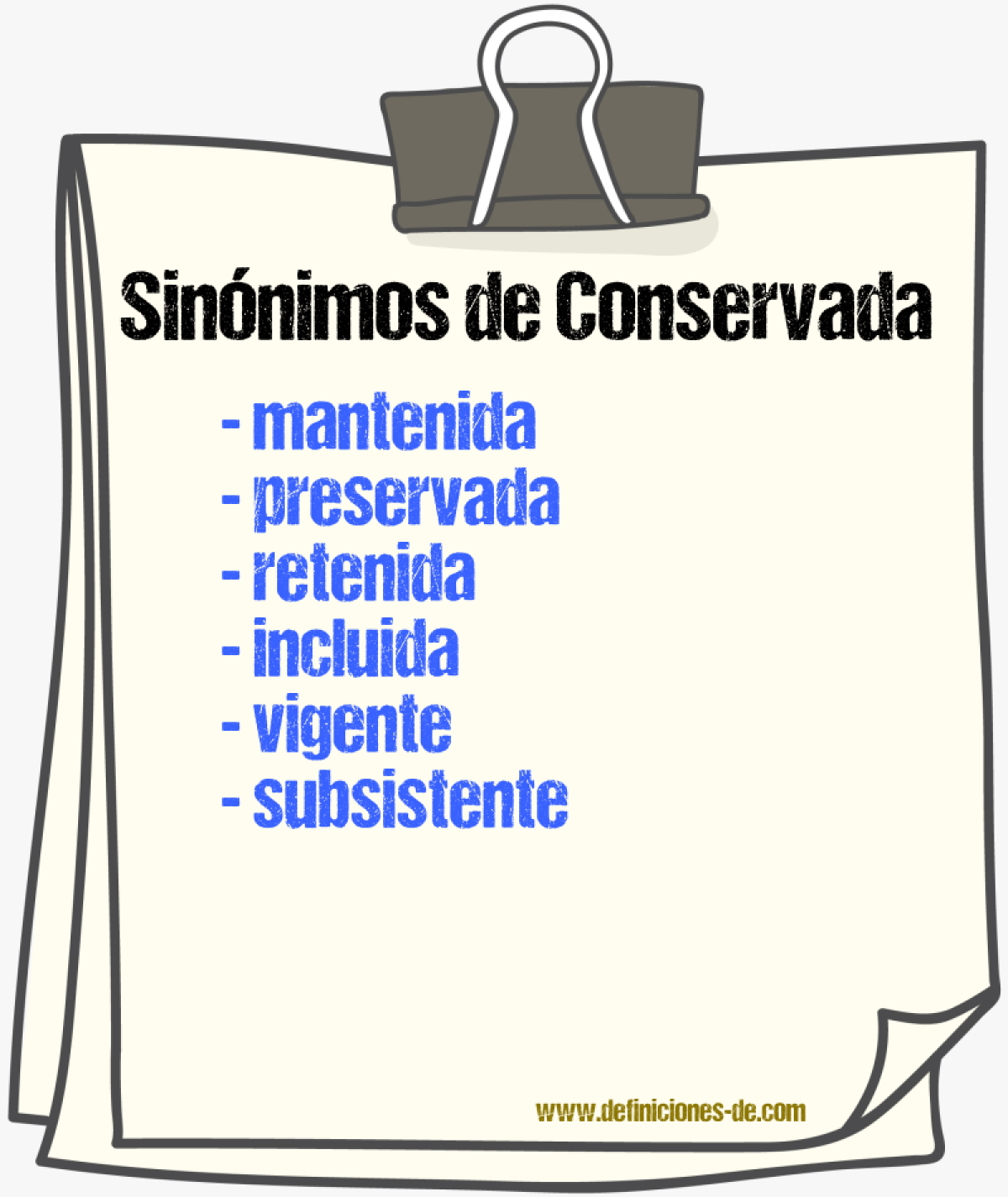 Sinónimos de conservada