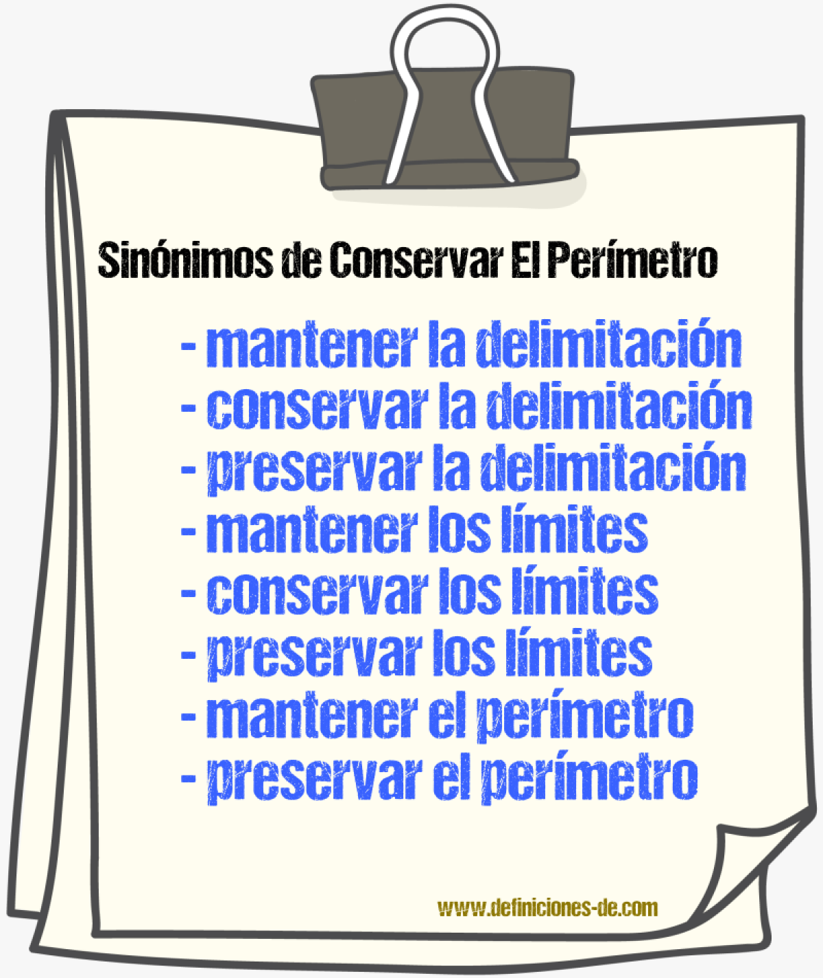 Sinónimos de conservar el perímetro