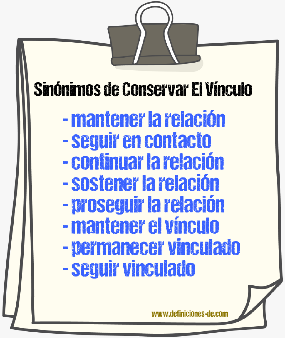 Sinónimos de conservar el vínculo