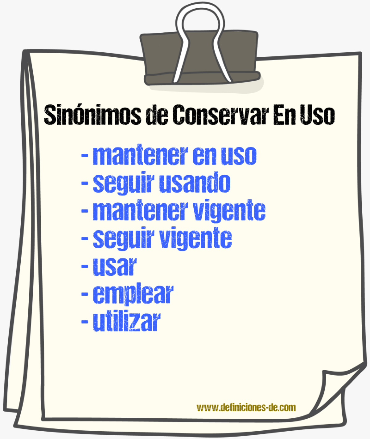 Sinónimos de conservar en uso