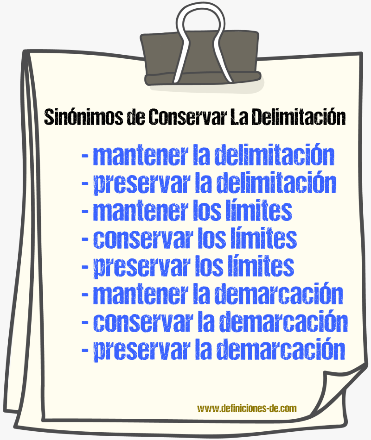 Sinónimos de conservar la delimitación