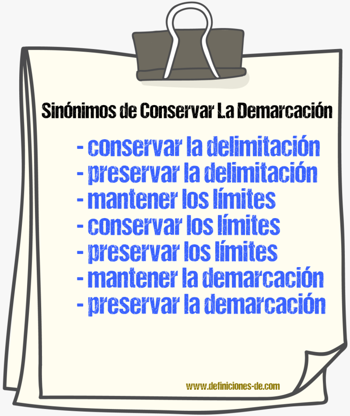 Sinónimos de conservar la demarcación