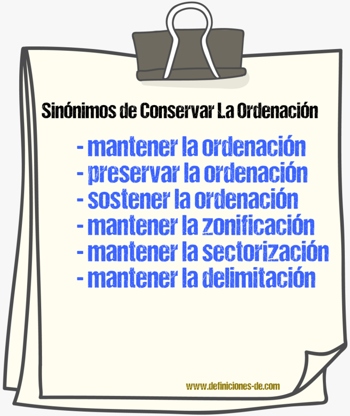 Sinónimos de conservar la ordenación