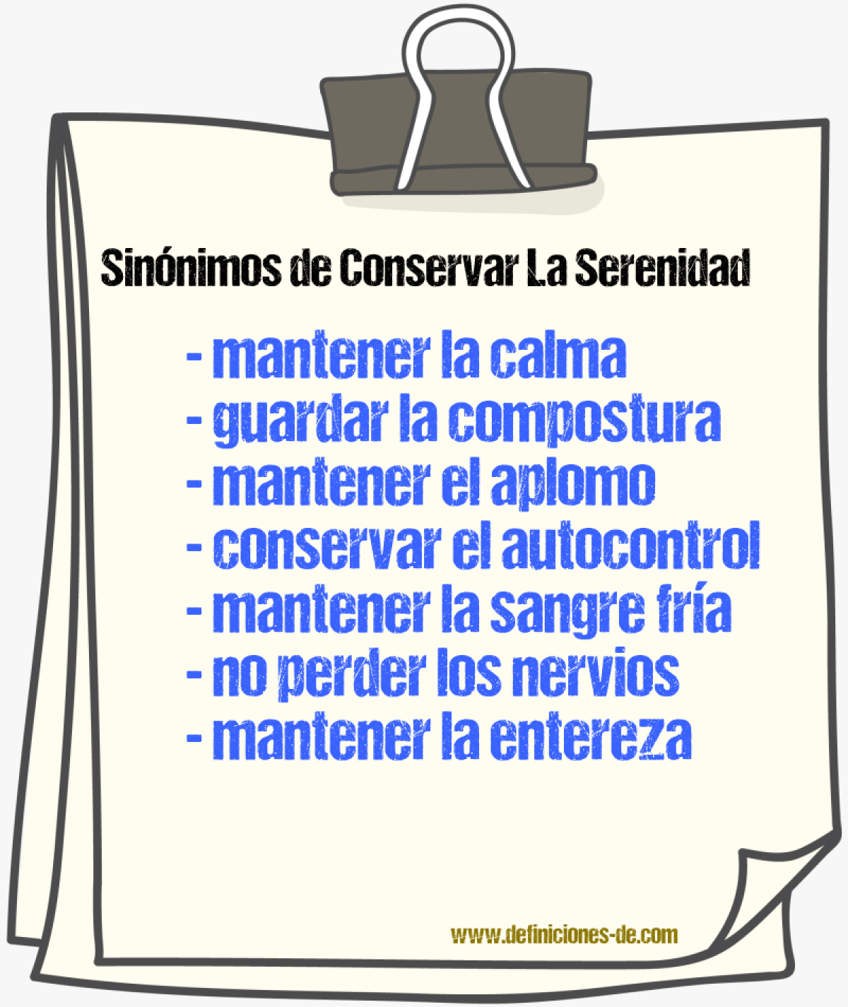Sinónimos de conservar la serenidad