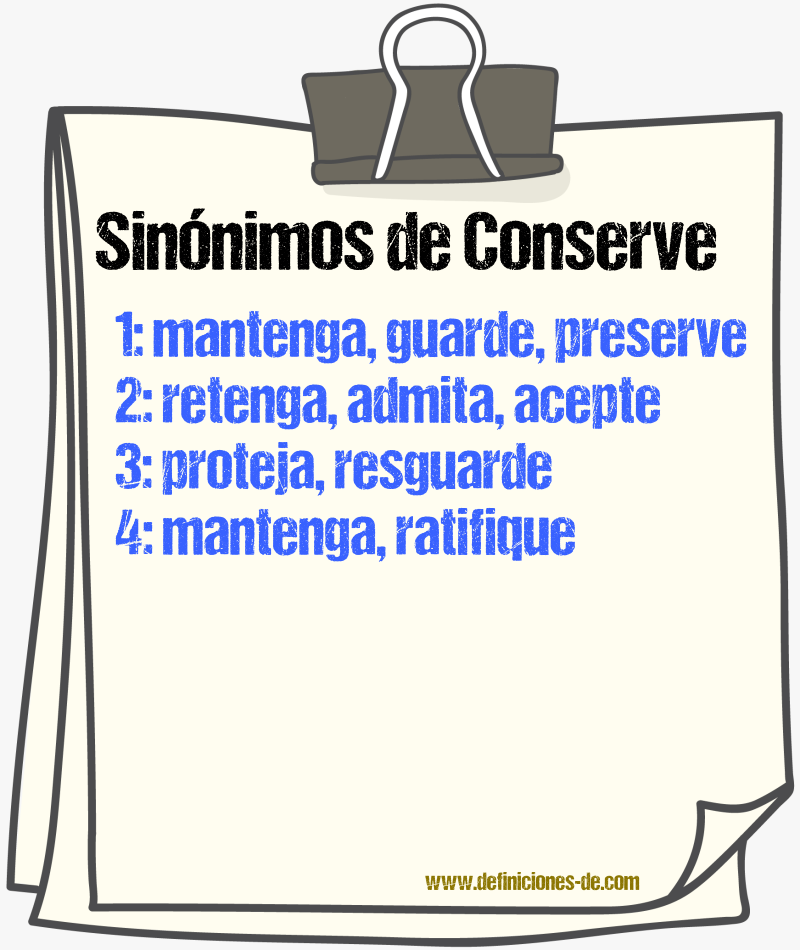 Sinónimos de conserve