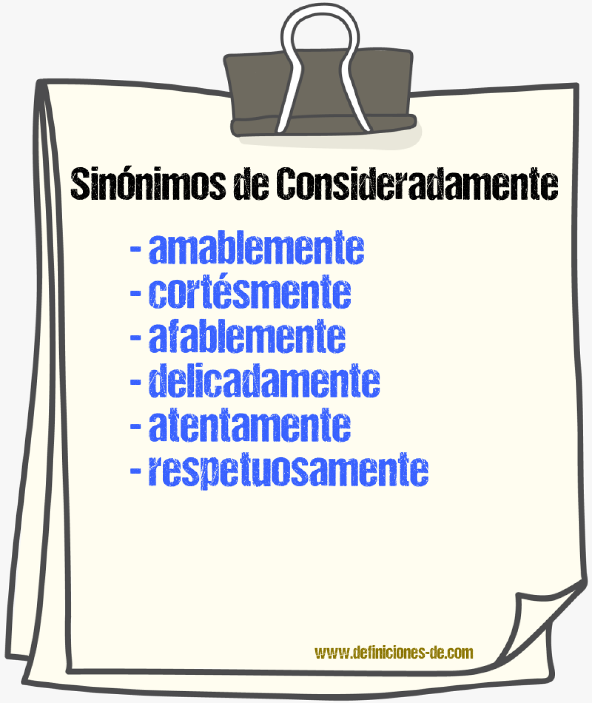 Sinónimos de consideradamente