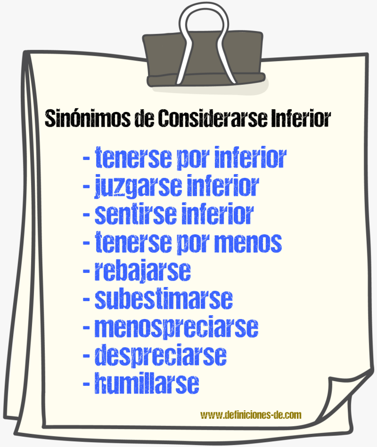 Sinónimos de considerarse inferior