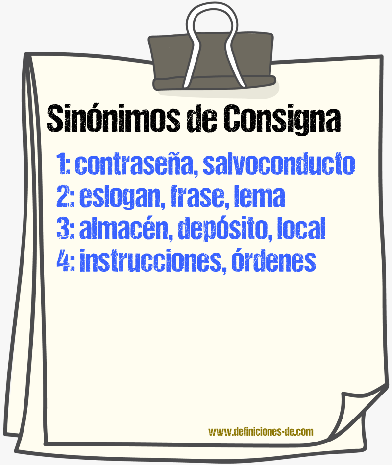 Sinnimos de consigna