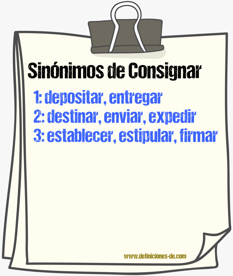 Sinnimos de consignar