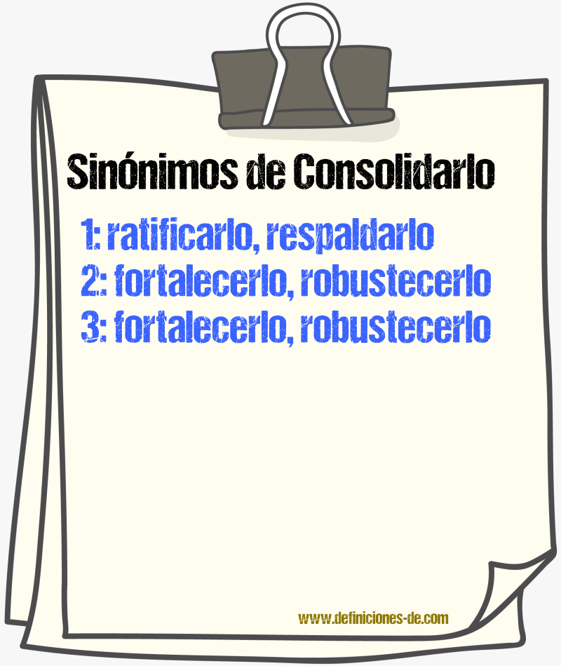 Sinónimos de consolidarlo