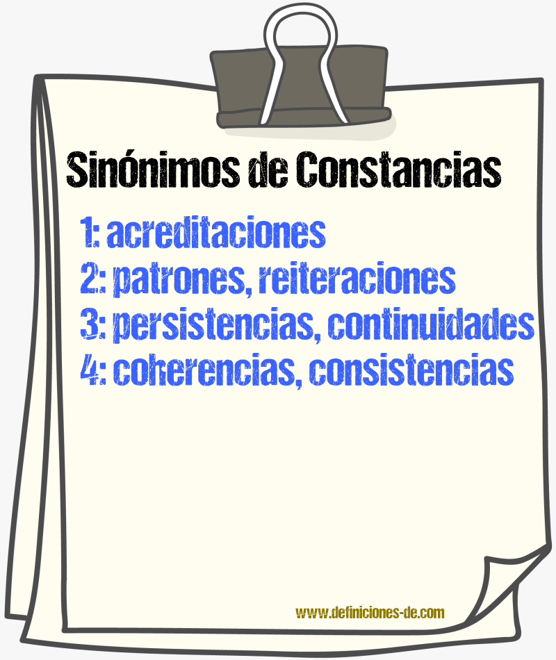 Sinónimos de constancias