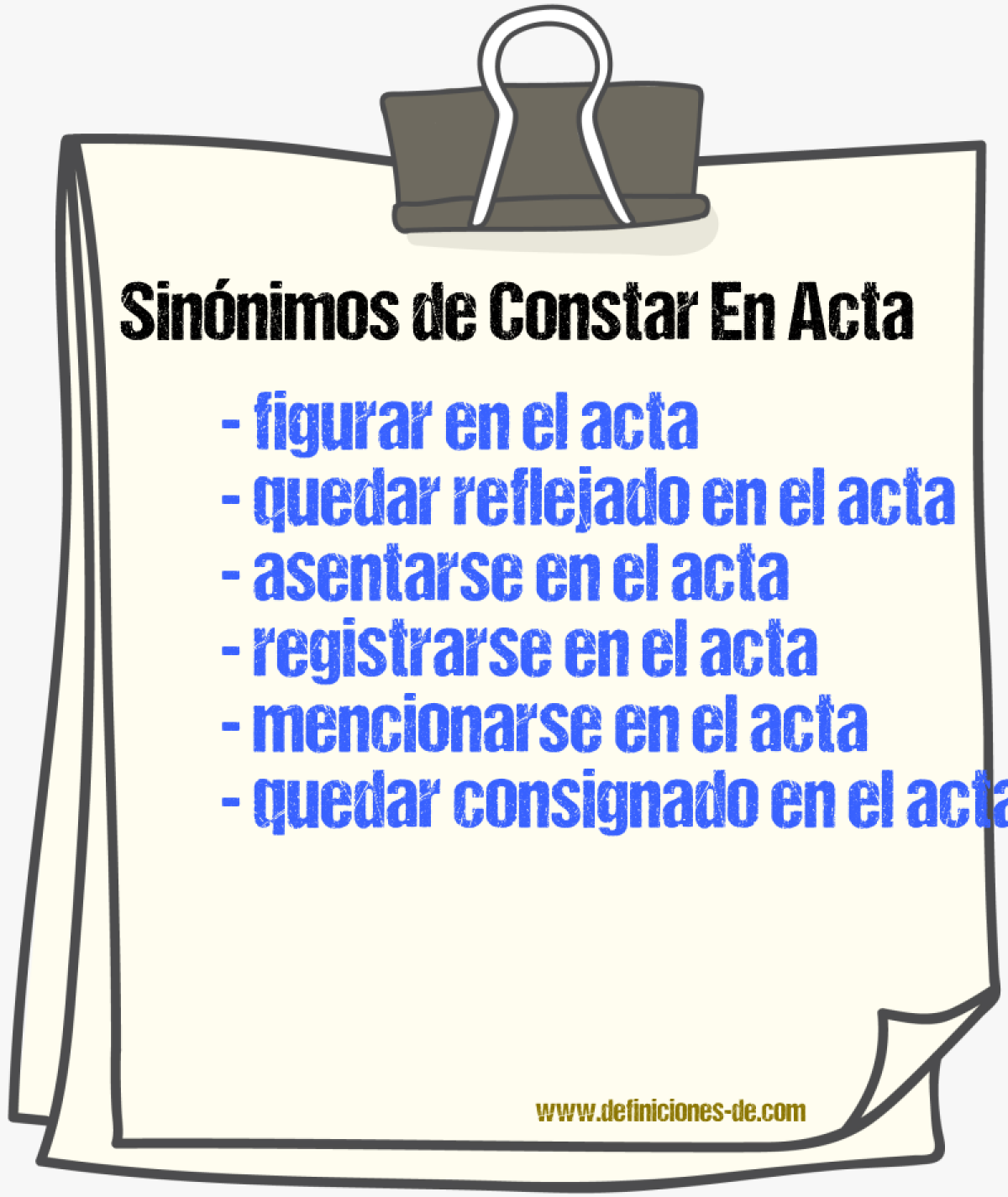 Sinónimos de constar en acta