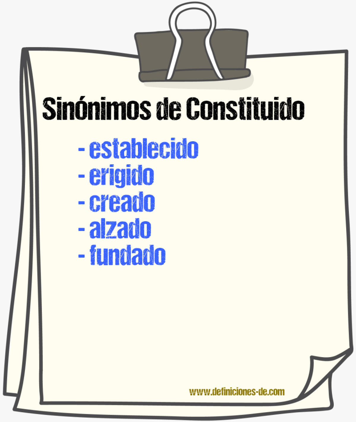 Sinnimos de constituido