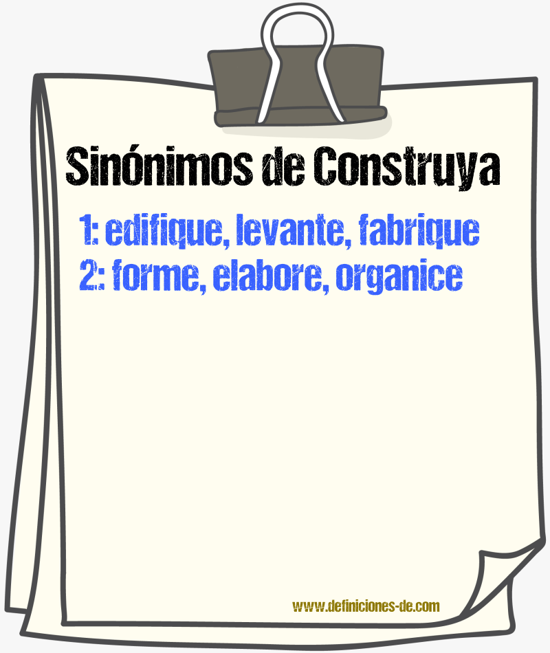 Sinónimos de construya