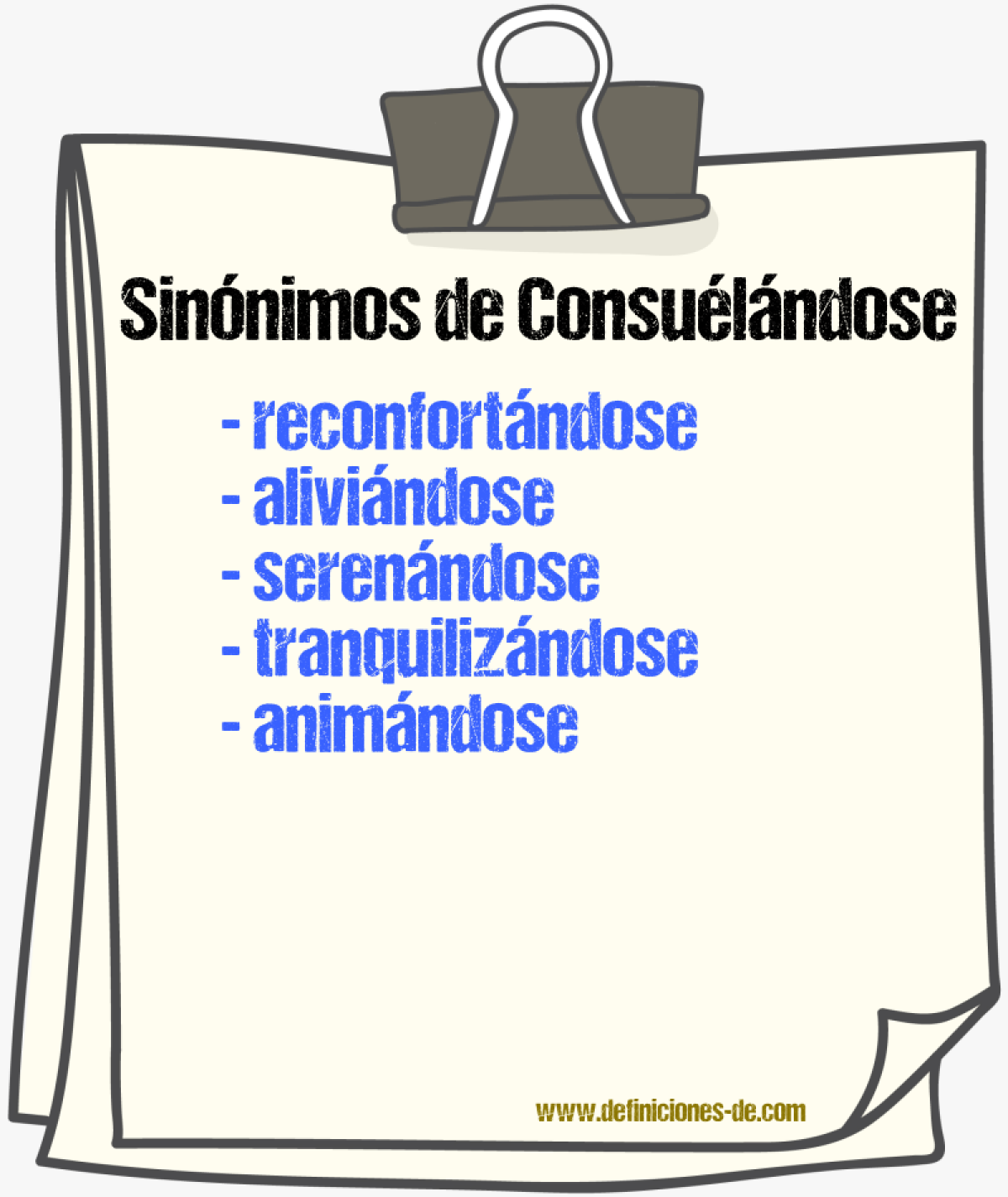 Sinónimos de consuélándose