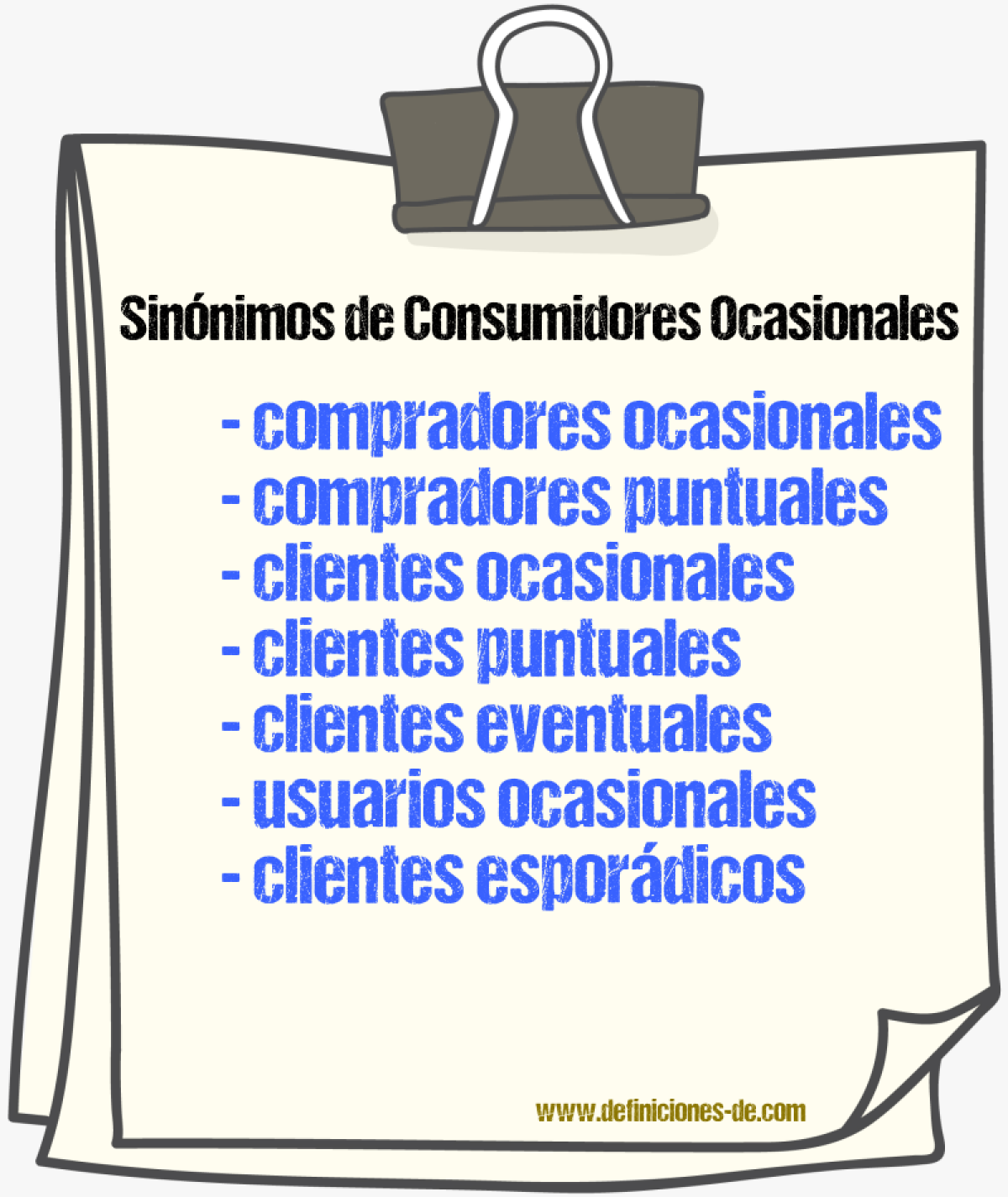 Sinónimos de consumidores ocasionales