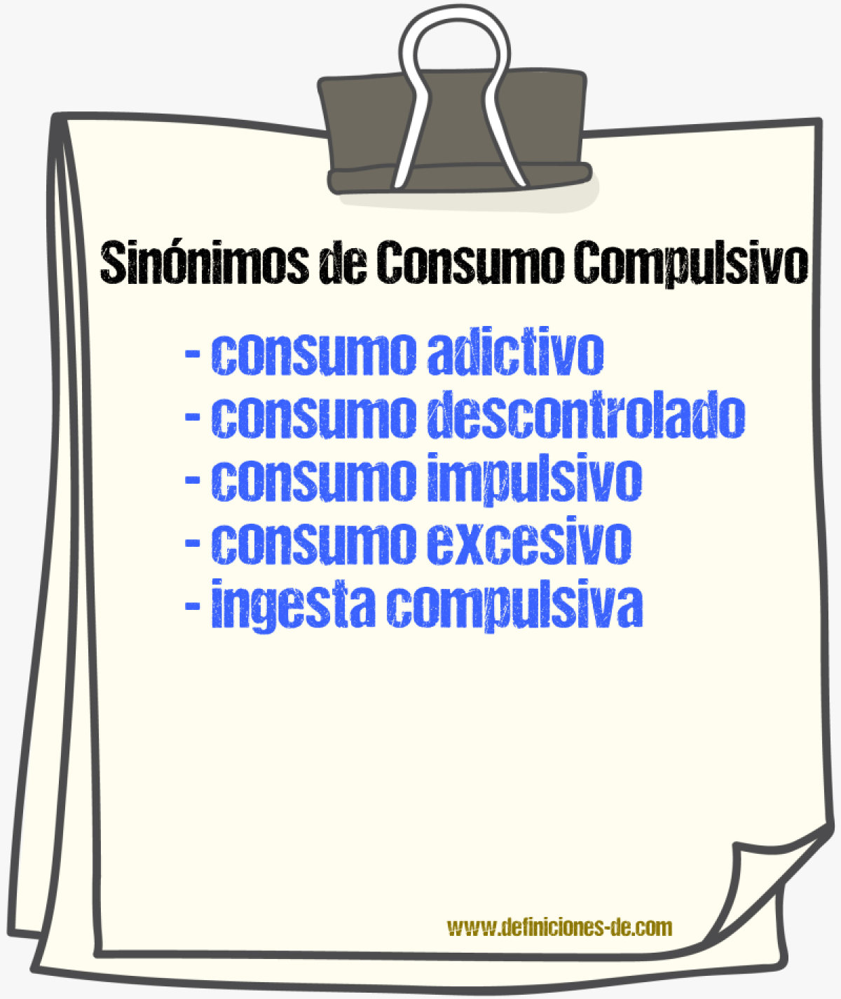 Sinónimos de consumo compulsivo