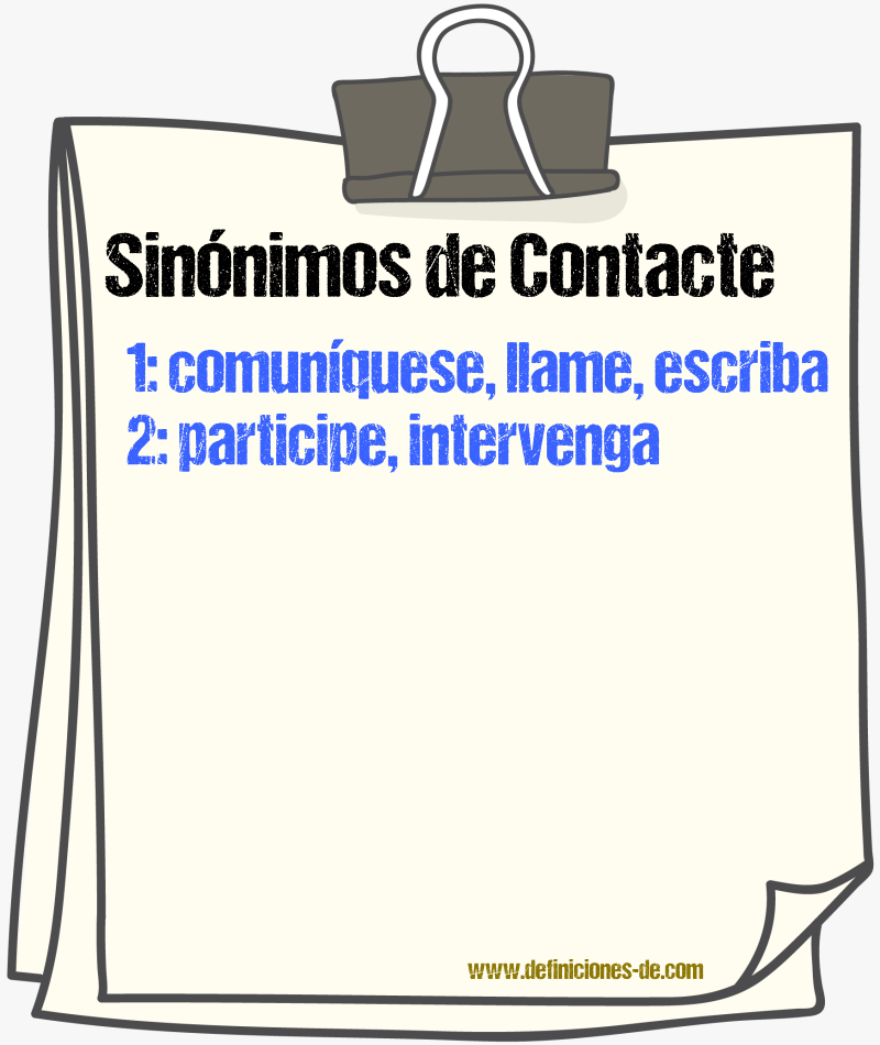 Sinónimos de contacte