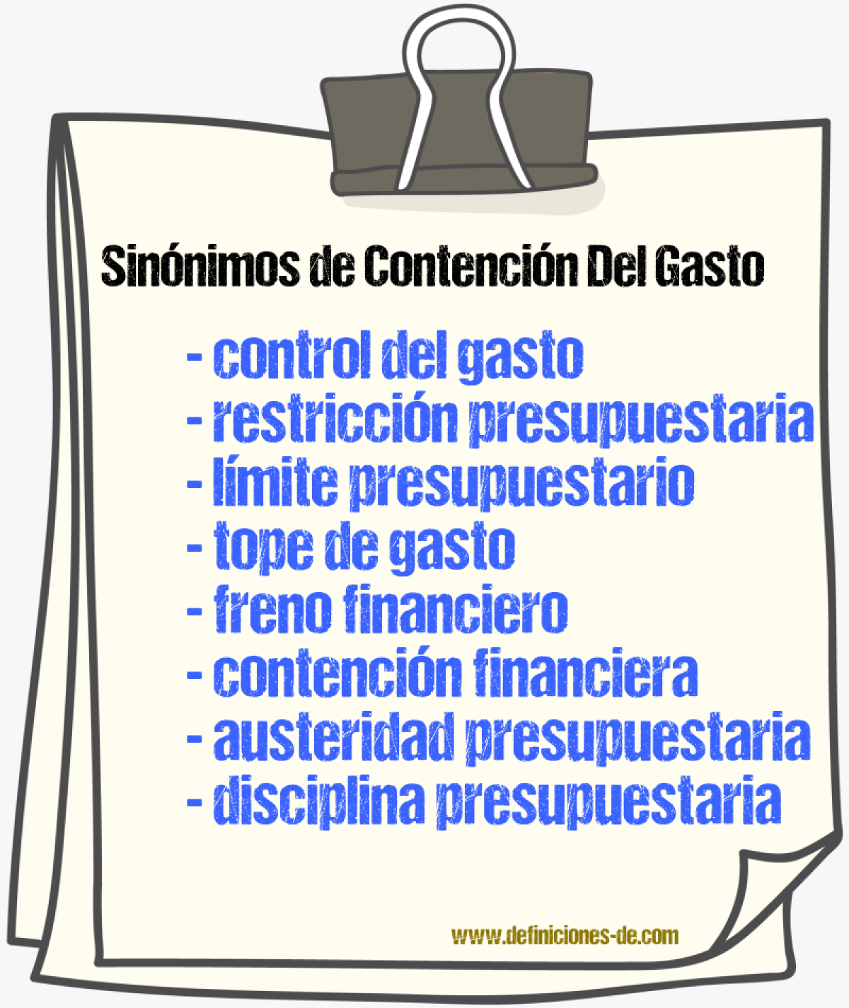 Sinónimos de contención del gasto