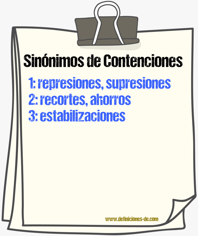 Sinónimos de contenciones
