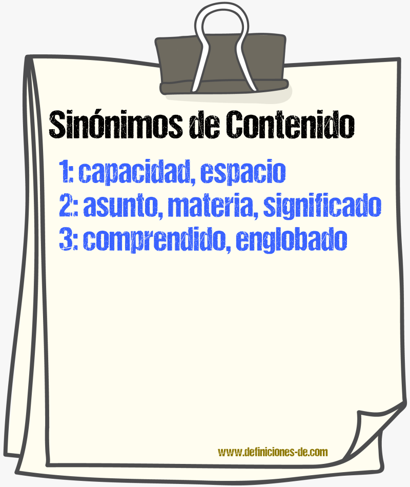 Sinnimos de contenido