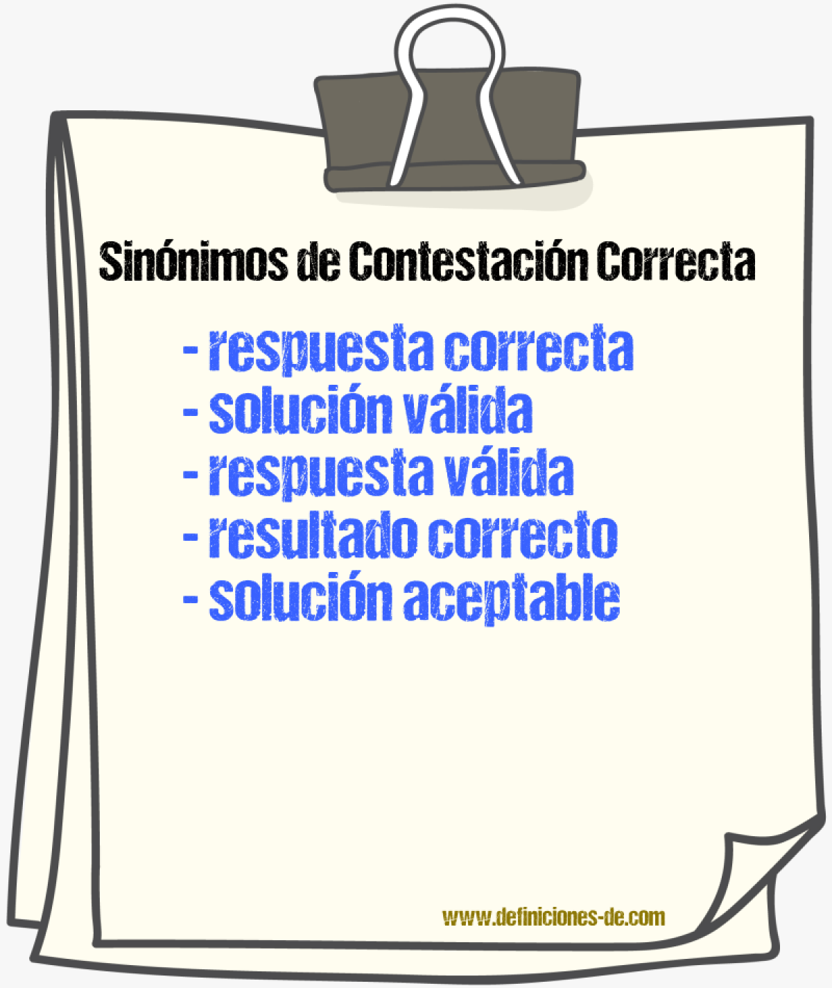 Sinónimos de contestación correcta