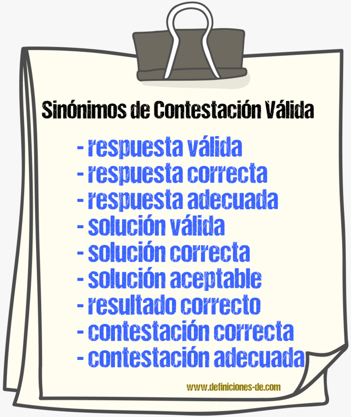 Sinónimos de contestación válida