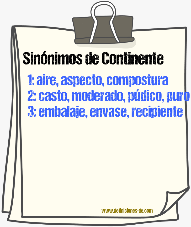 Sinnimos de continente