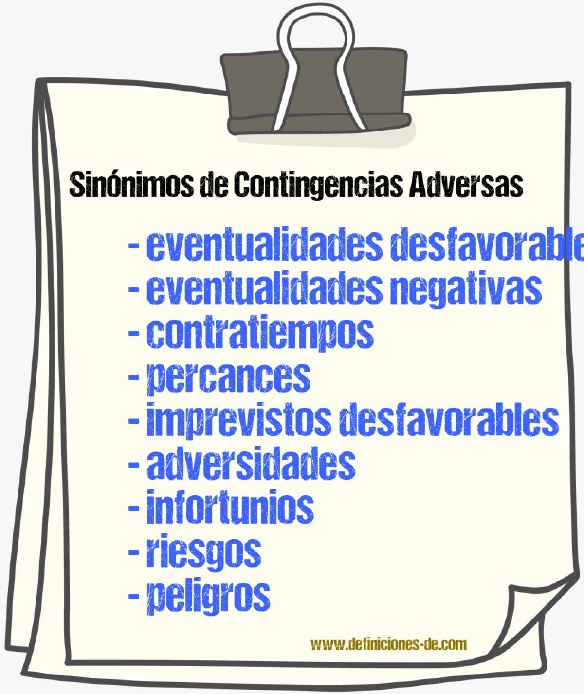 Sinónimos de contingencias adversas