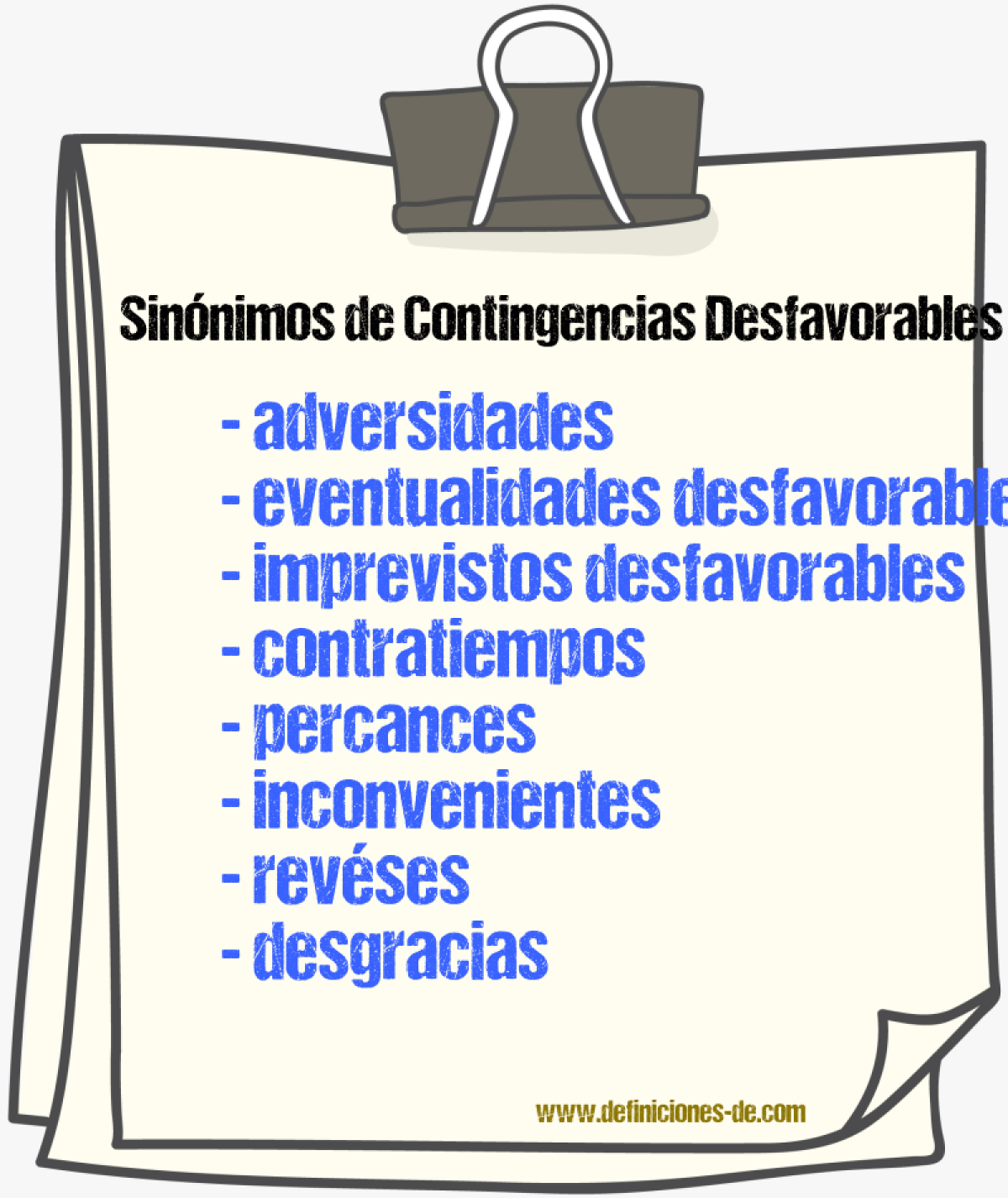 Sinónimos de contingencias desfavorables