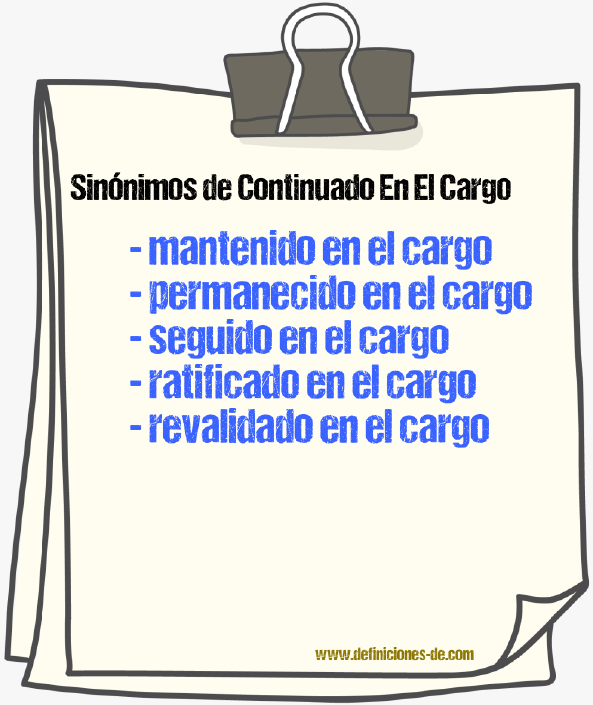 Sinónimos de continuado en el cargo