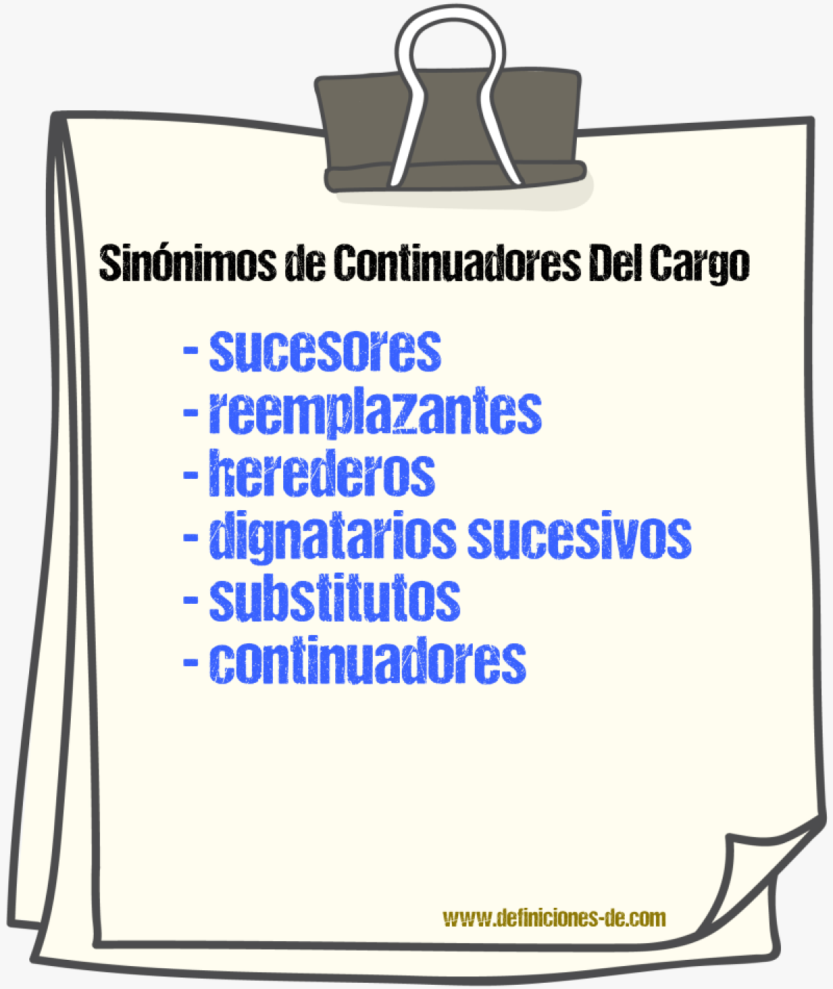 Sinónimos de continuadores del cargo