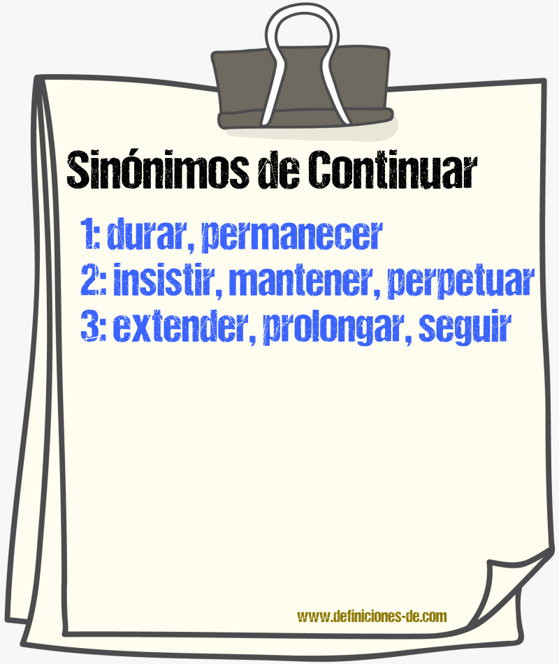 Sinnimos de continuar