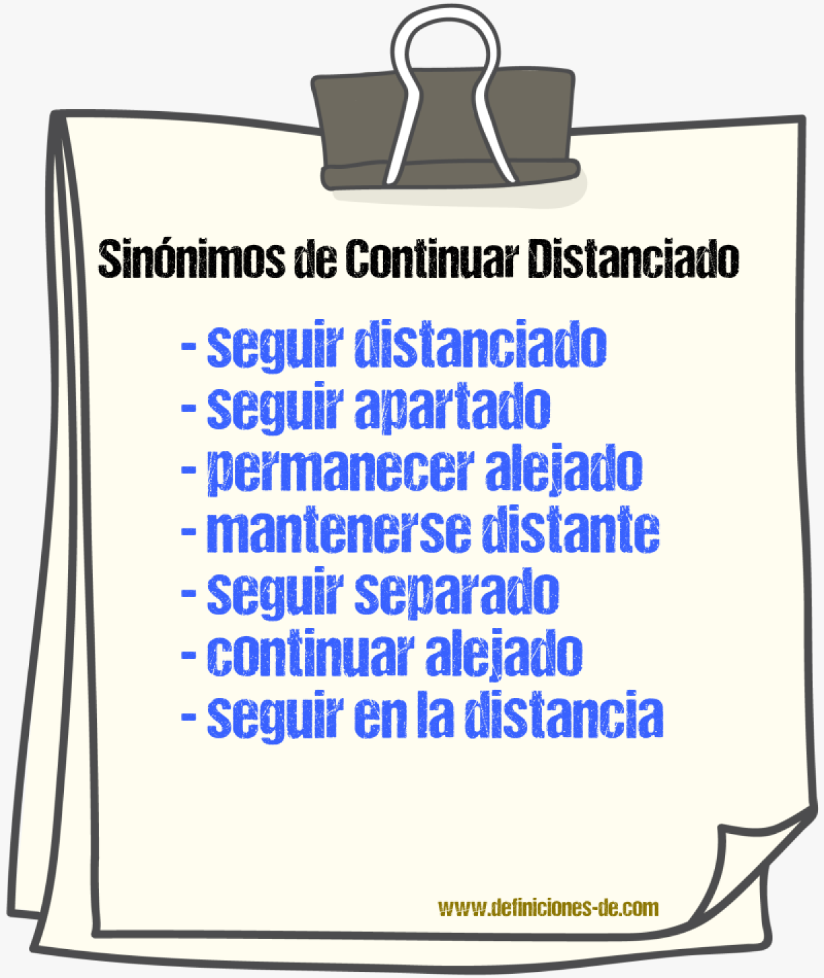 Sinónimos de continuar distanciado