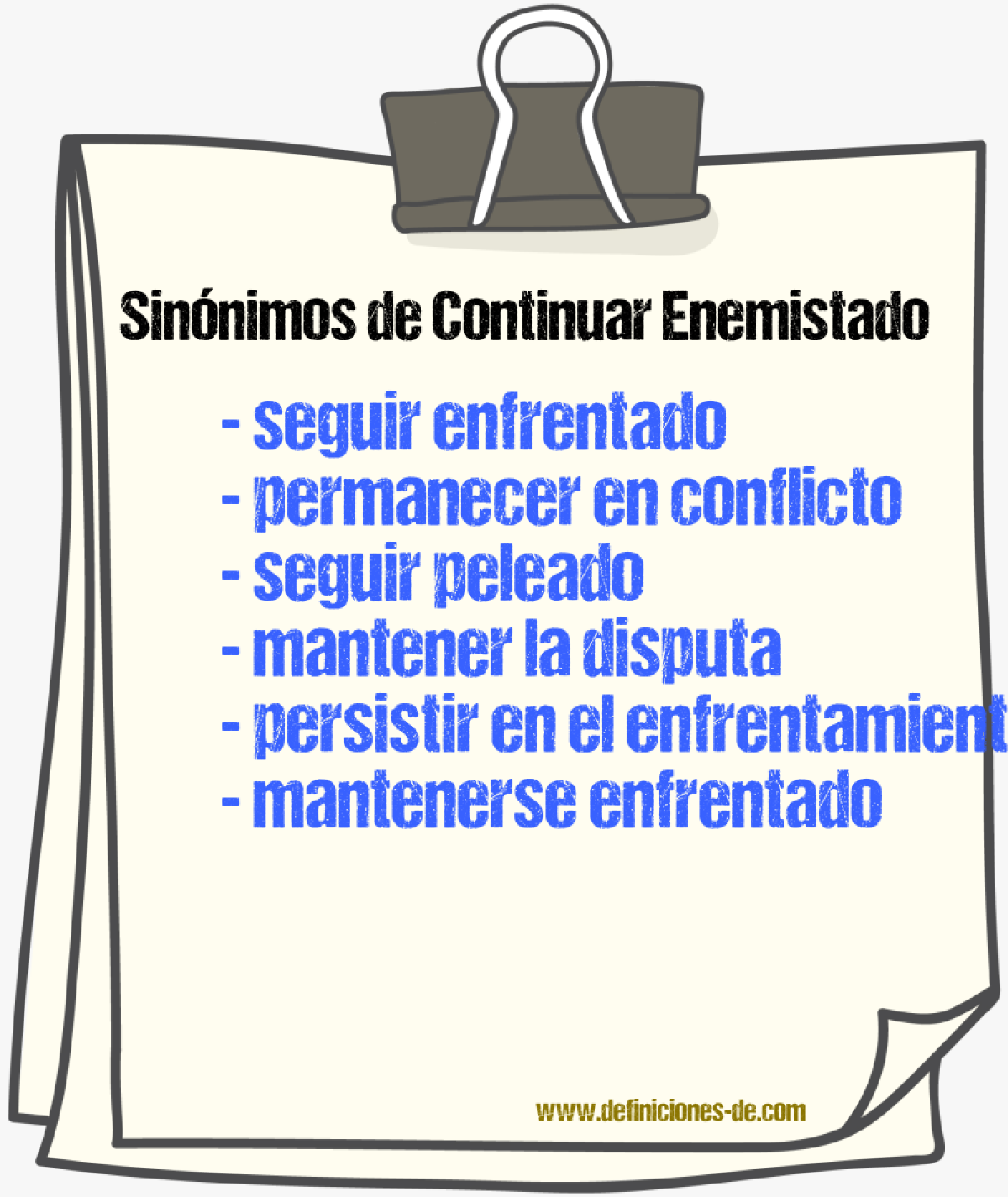 Sinónimos de continuar enemistado