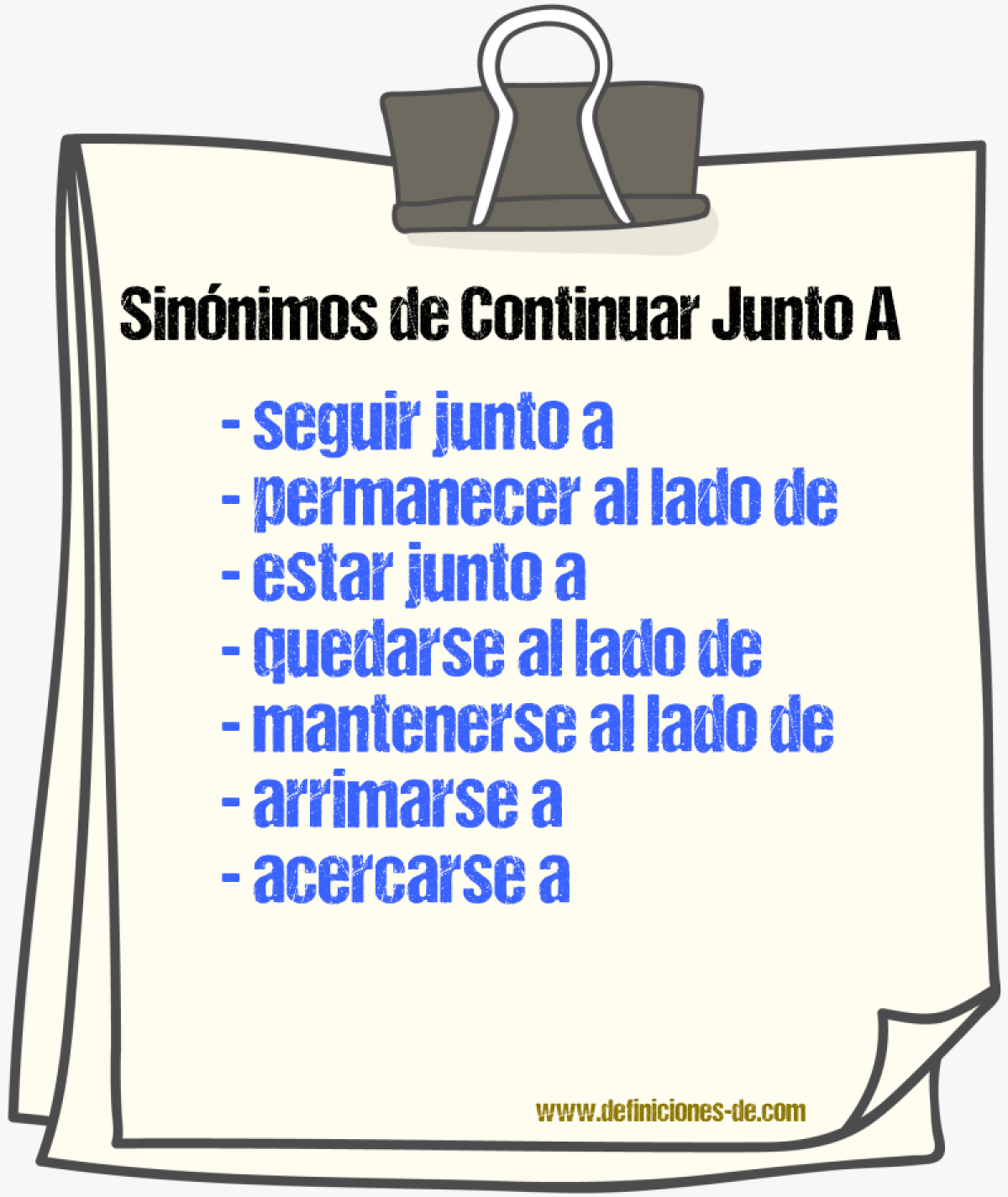 Sinónimos de continuar junto a