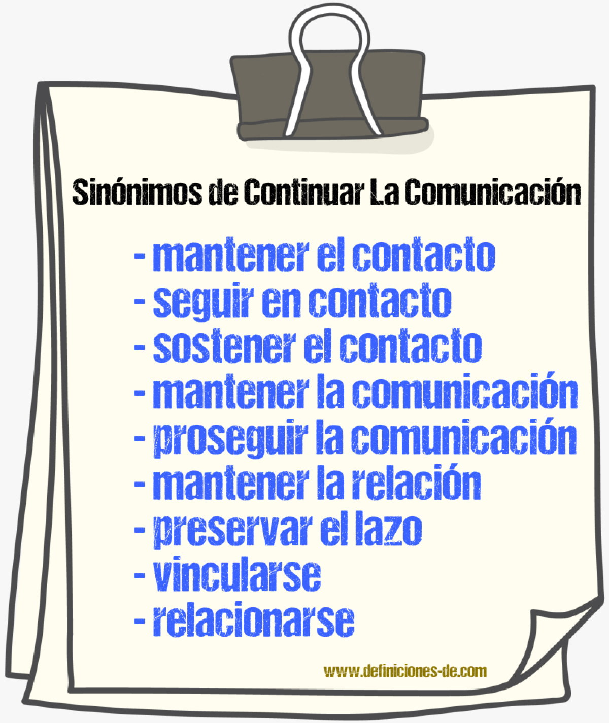 Sinónimos de continuar la comunicación