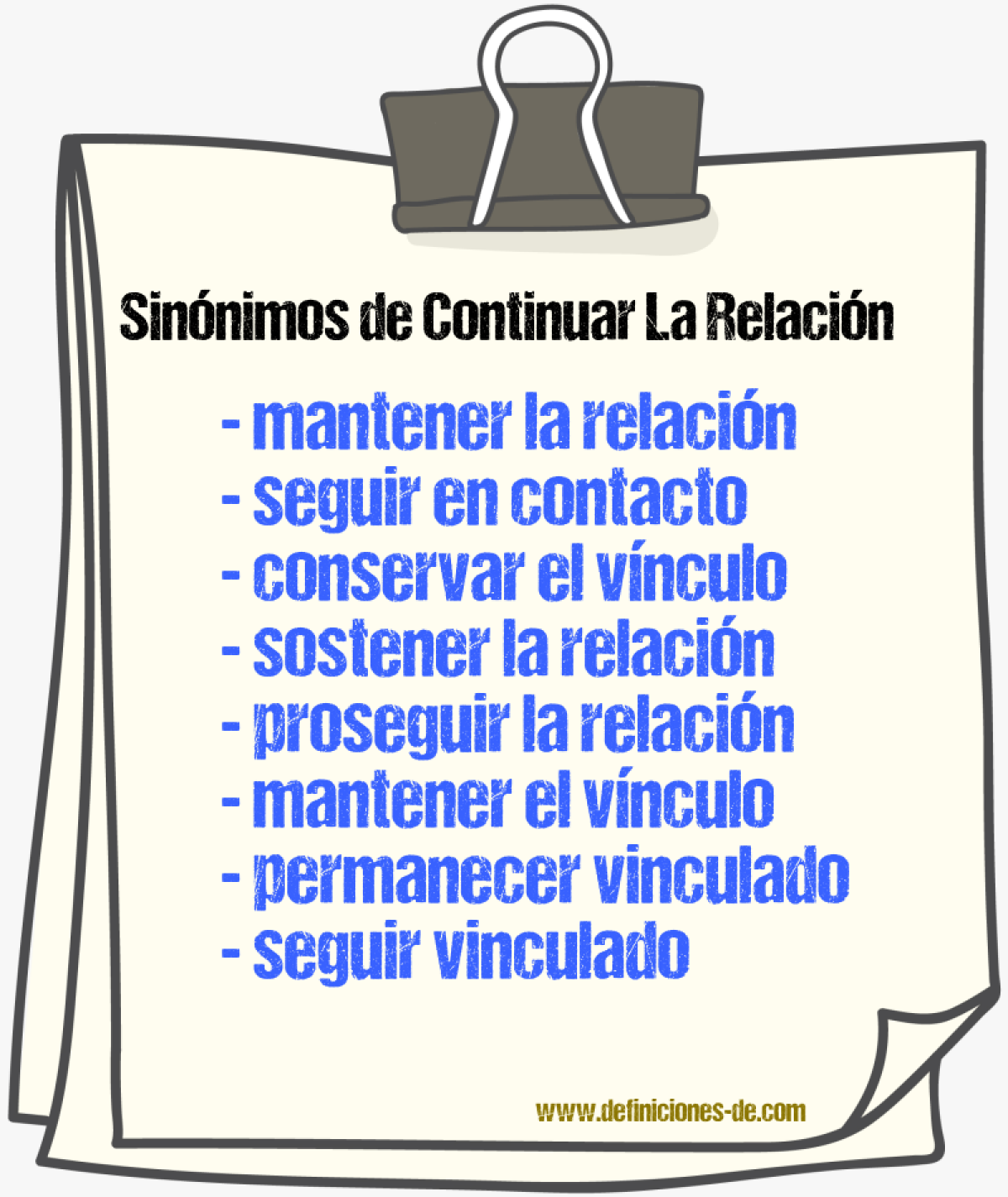 Sinónimos de continuar la relación