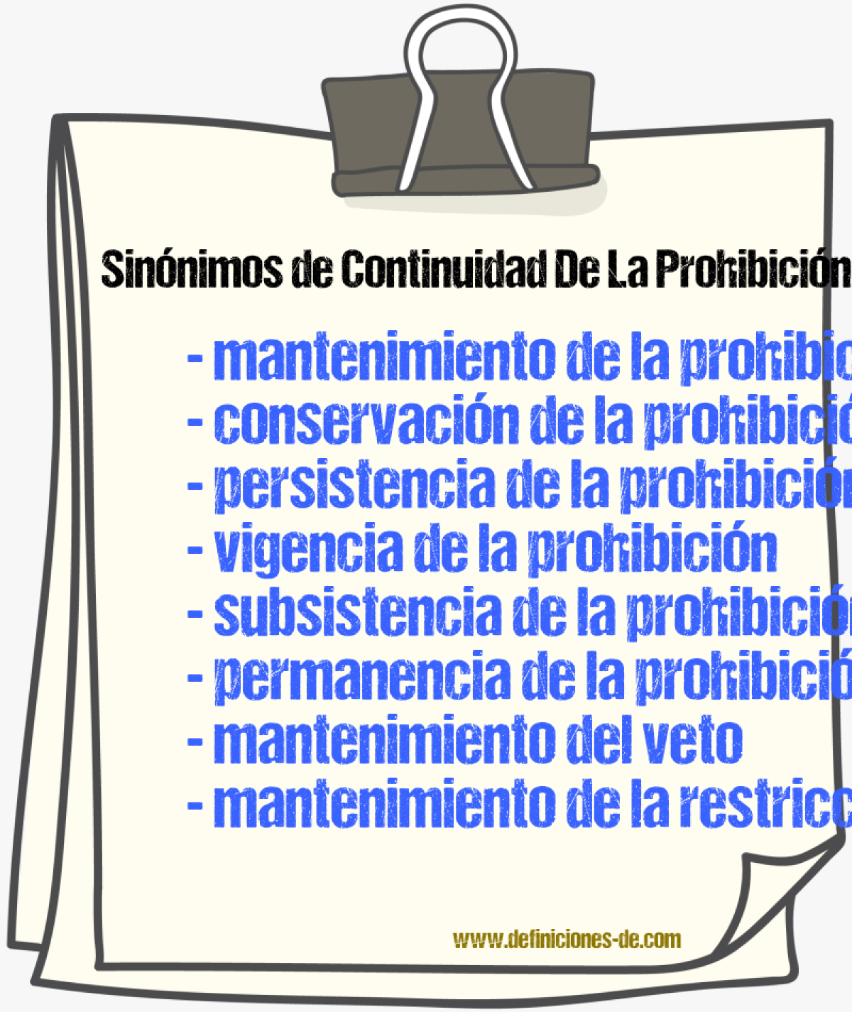 Sinónimos de continuidad de la prohibición