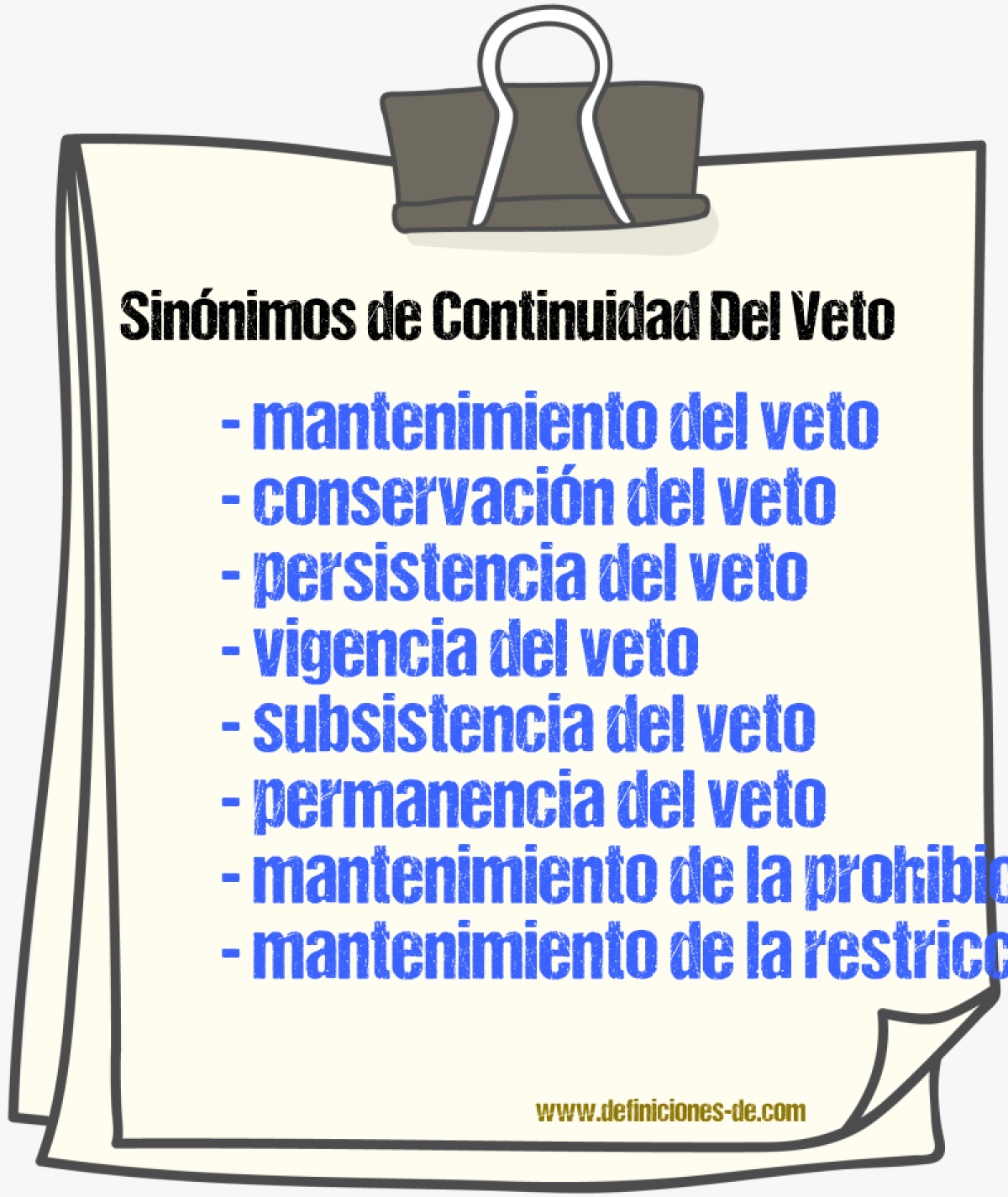 Sinónimos de continuidad del veto