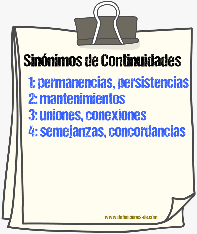 Sinónimos de continuidades