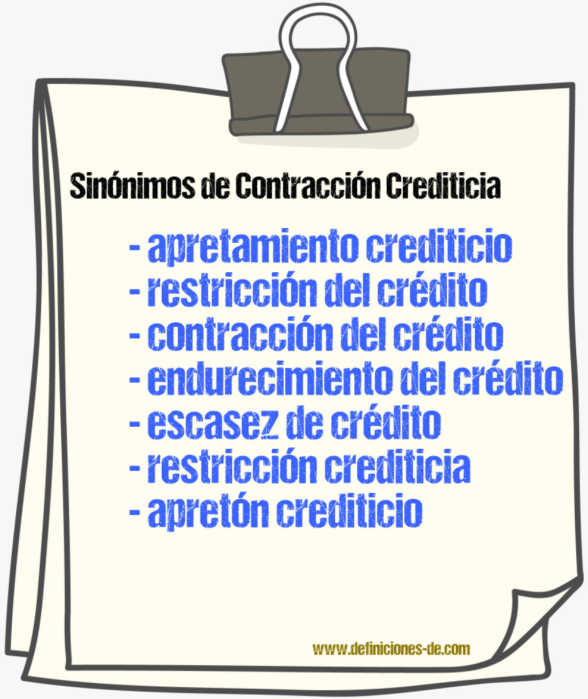 Sinónimos de contracción crediticia