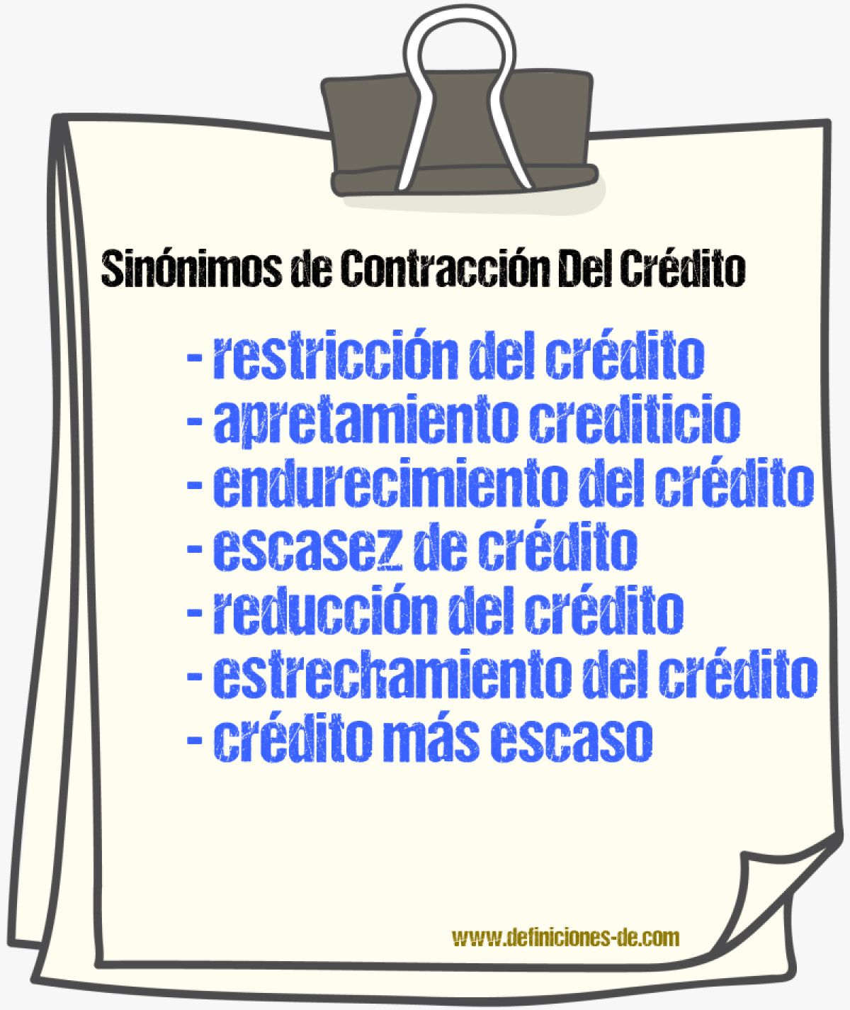 Sinónimos de contracción del crédito