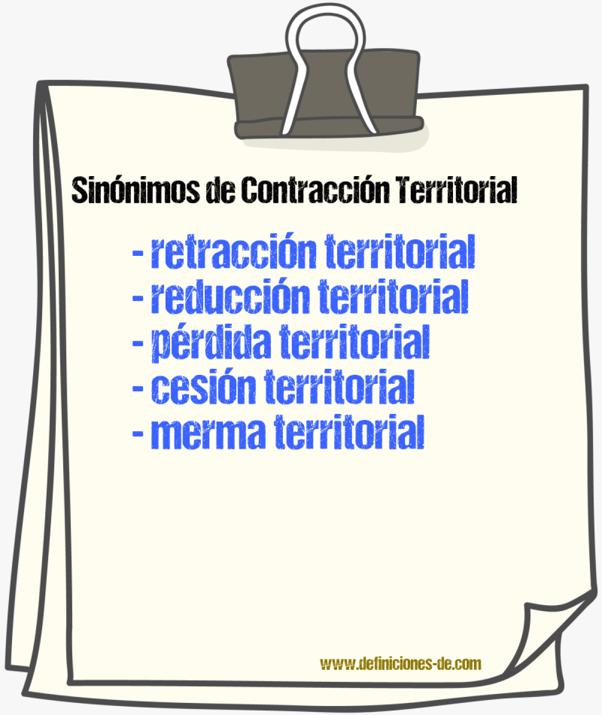 Sinónimos de contracción territorial