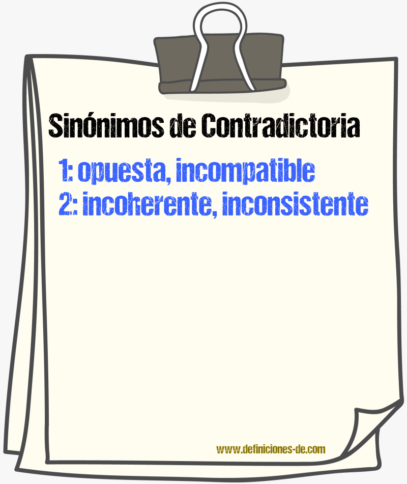 Sinónimos de contradictoria