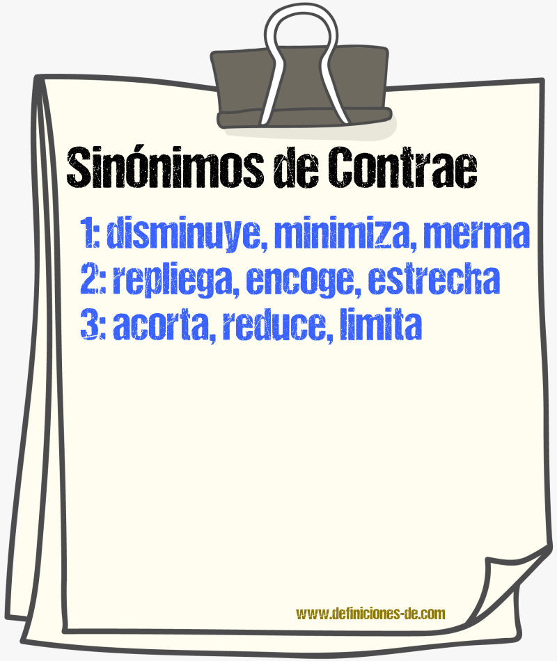 Sinónimos de contrae